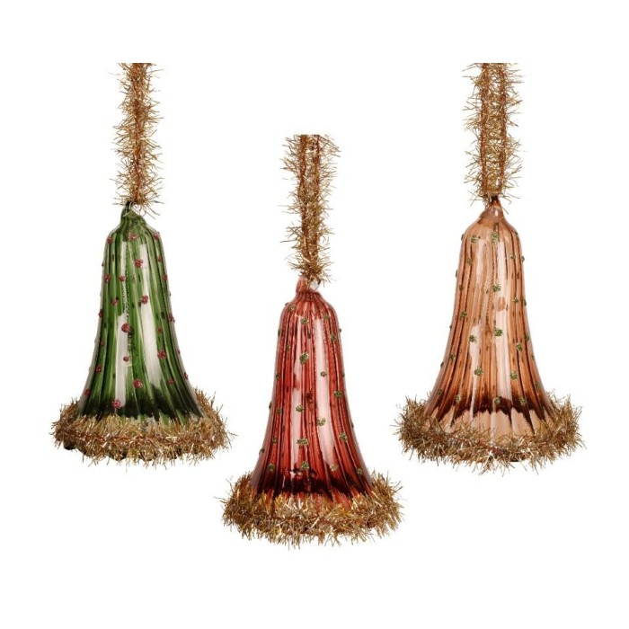 CAMPANELLA VETRO H.9.5CM. 3 COLORI ASSORITI